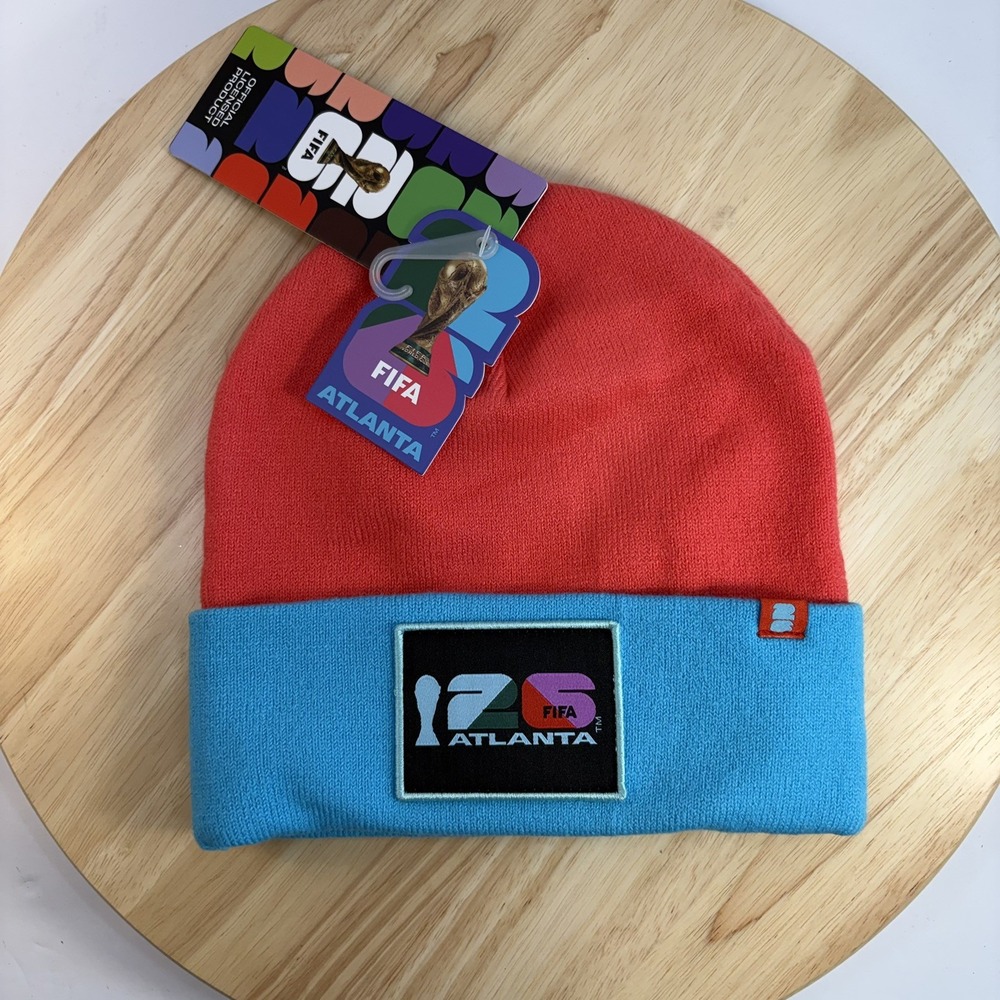 FIFA Atlanta 26 World Cup Knit Beanie Hat Blue/Pink One Size NWT